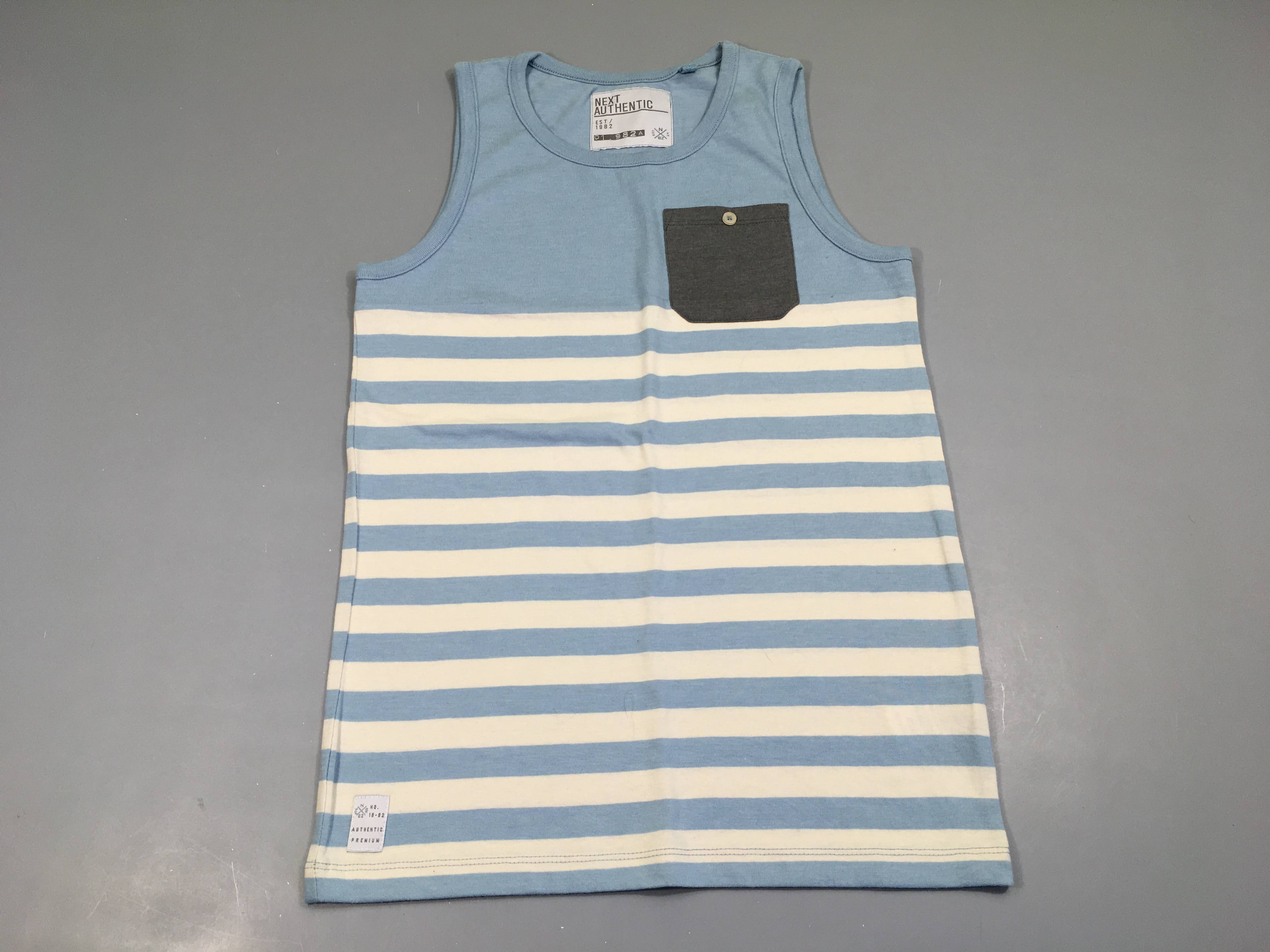 Débardeur écru rayé bleu clair poche