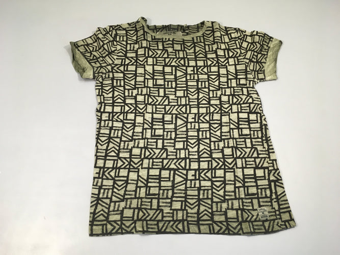T-shirt m.c kaki motifs noir, moins cher chez Petit Kiwi