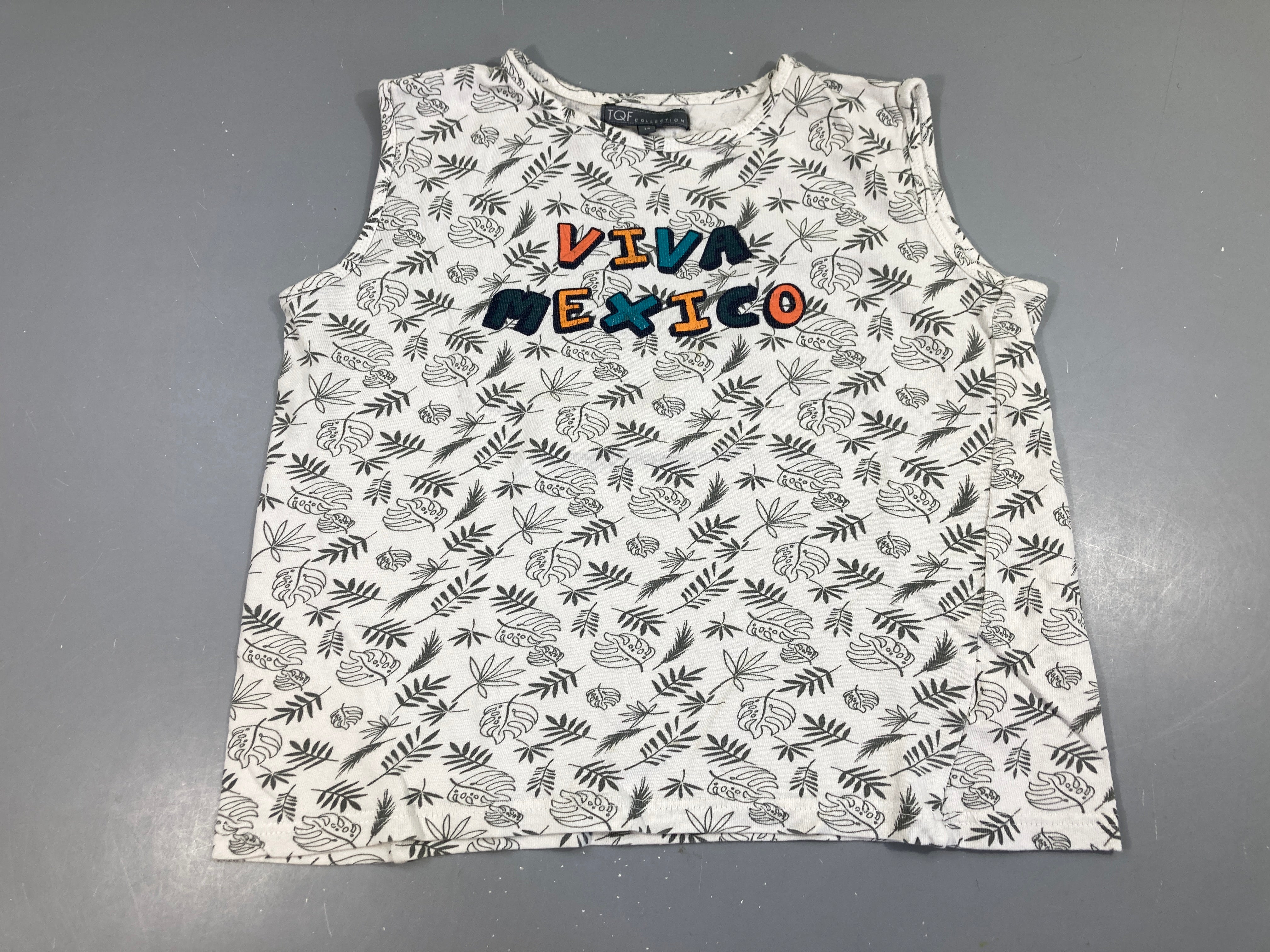 T-shirt s.m blanc motifs gris Maxico