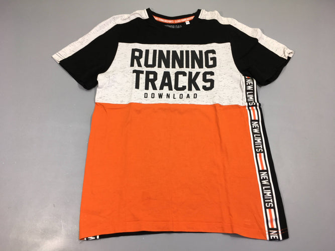 T-shirt m.c blanc noir/blanc/orange flammé running, moins cher chez Petit Kiwi