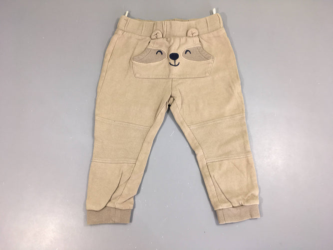 Pantalon molleton beige raton poche, moins cher chez Petit Kiwi