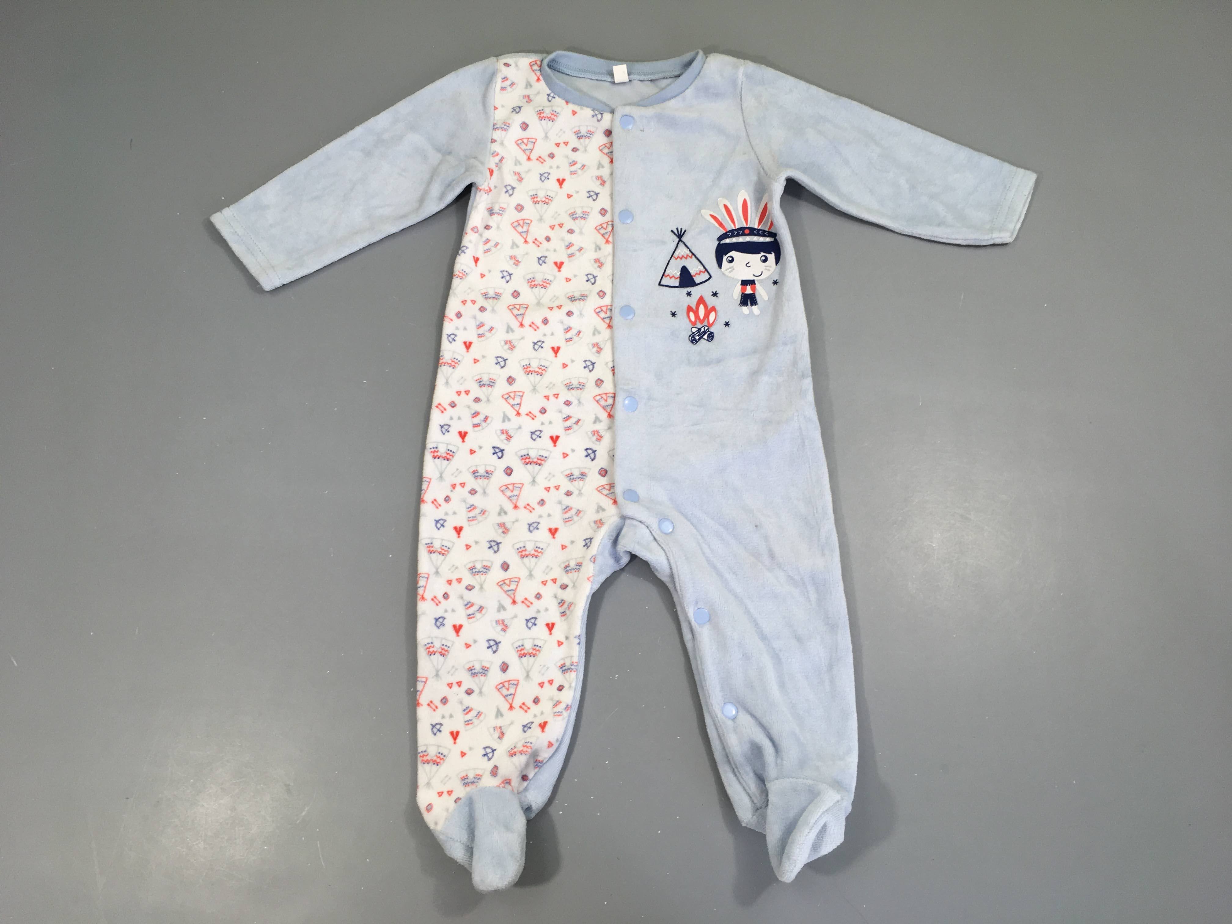 Pyjama velours bleu/blanc Idiens Tipis