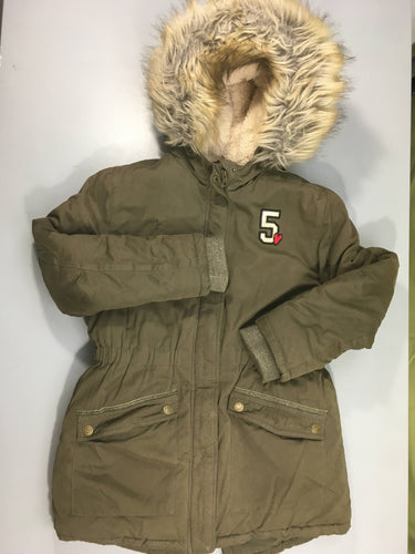 Veste ouatinée kaki doublé velours à capuche fausse fourrure, moins cher chez Petit Kiwi