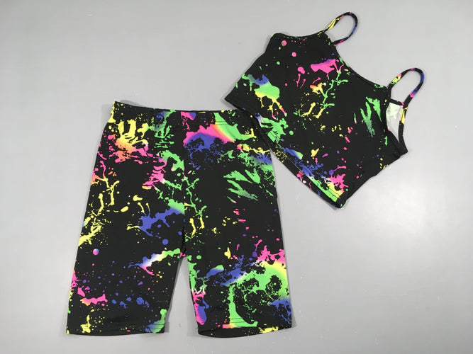 Top + Legging court de sport noir fluo, moins cher chez Petit Kiwi