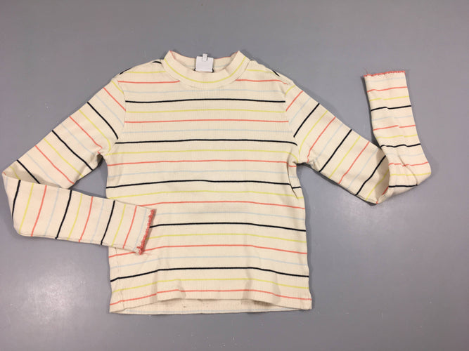 T-shirt m.l côte écru rayé multicolore, moins cher chez Petit Kiwi