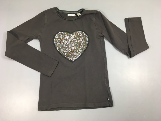 T-shirt m.l gris foncé coeur sequins, moins cher chez Petit Kiwi