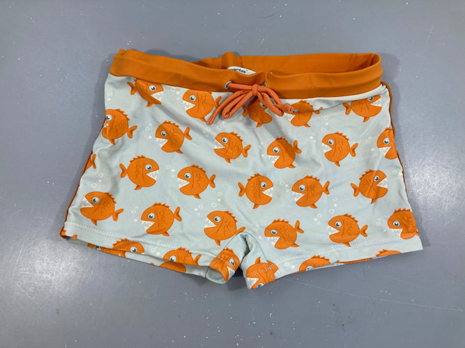 Maillot boxer bleu clair poissons oranges, moins cher chez Petit Kiwi