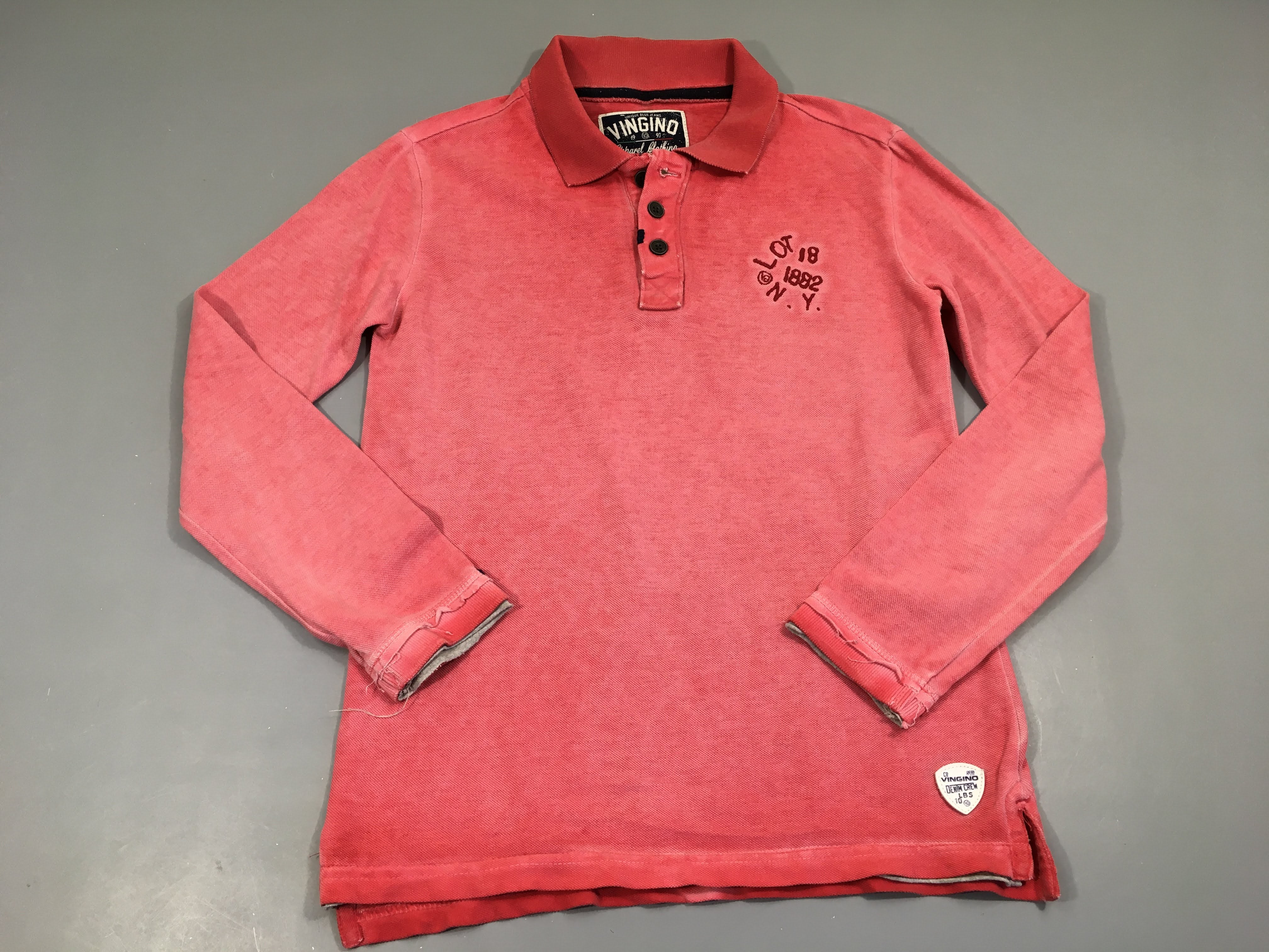 Polo m.l rouge effet délavé 1882