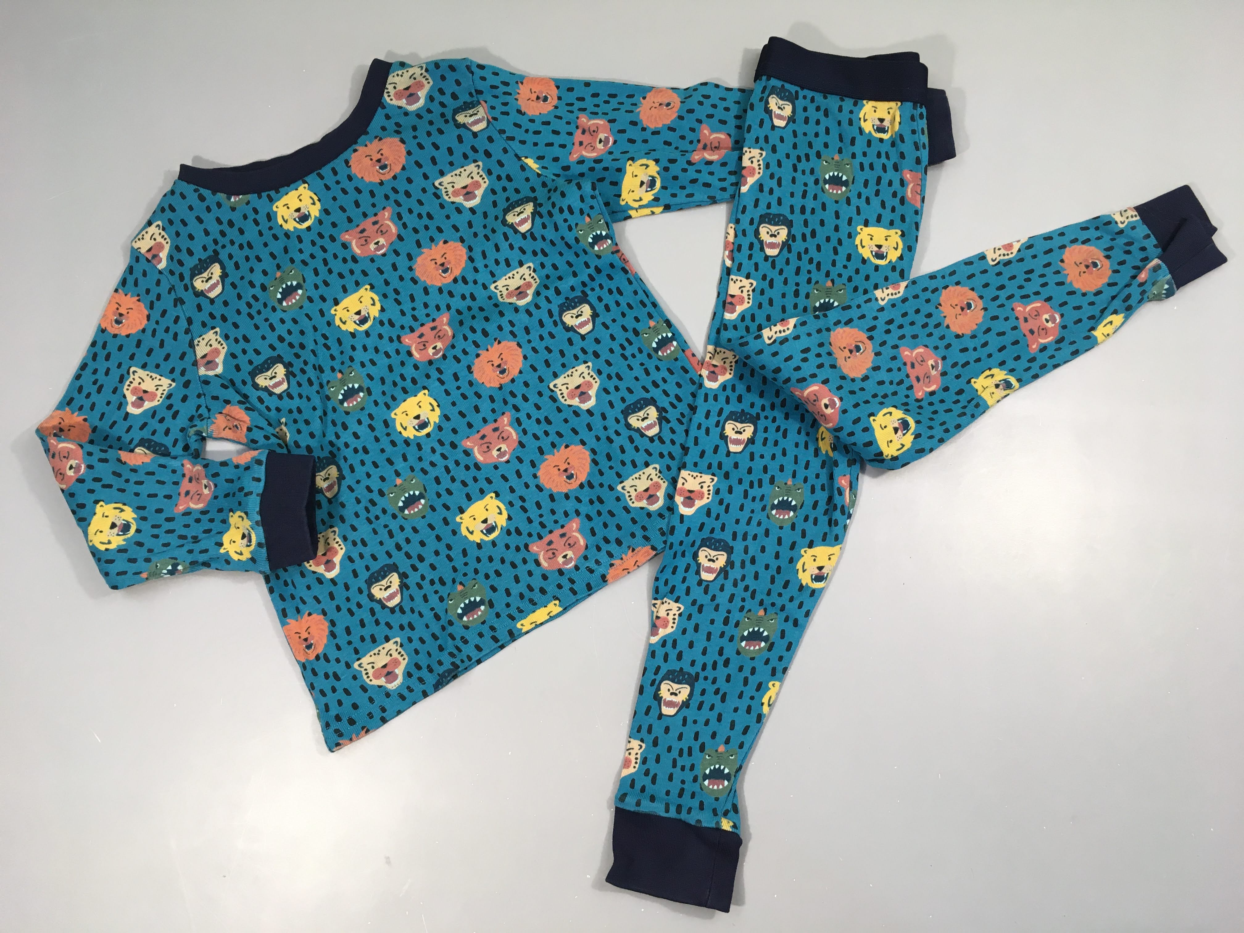 Pyjama 2pcs jersey bleu animaux