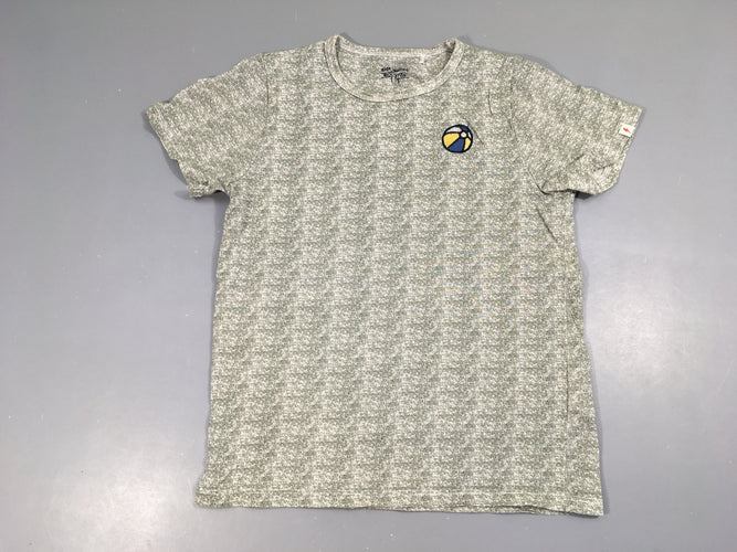 T-shirt m.c blanc chiné vert ballon brodé, moins cher chez Petit Kiwi