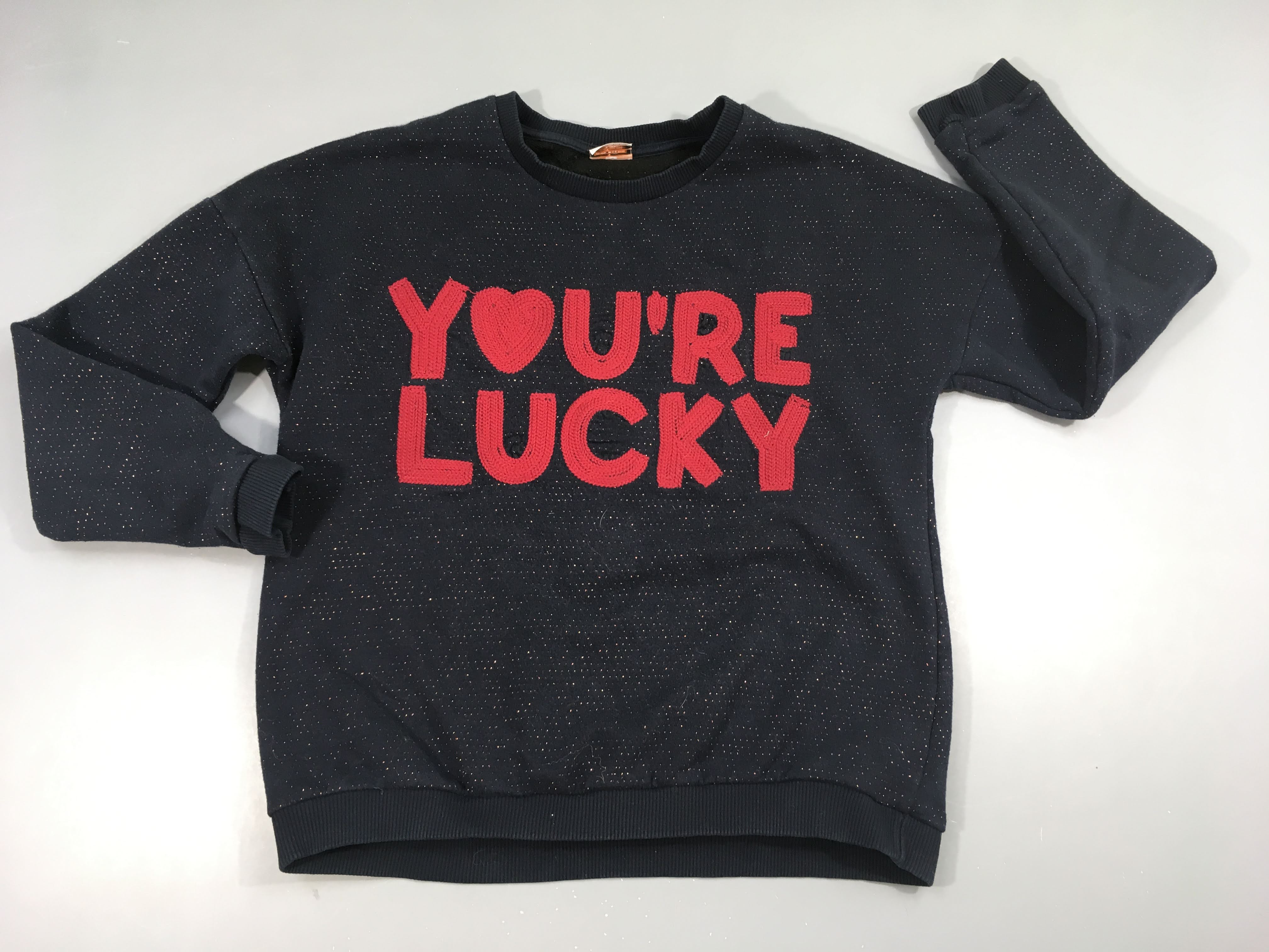 Sweat bleu marine pois irisé Lucky