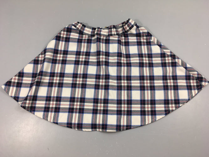 Jupe blanche à carreaux bleu/rouge, moins cher chez Petit Kiwi