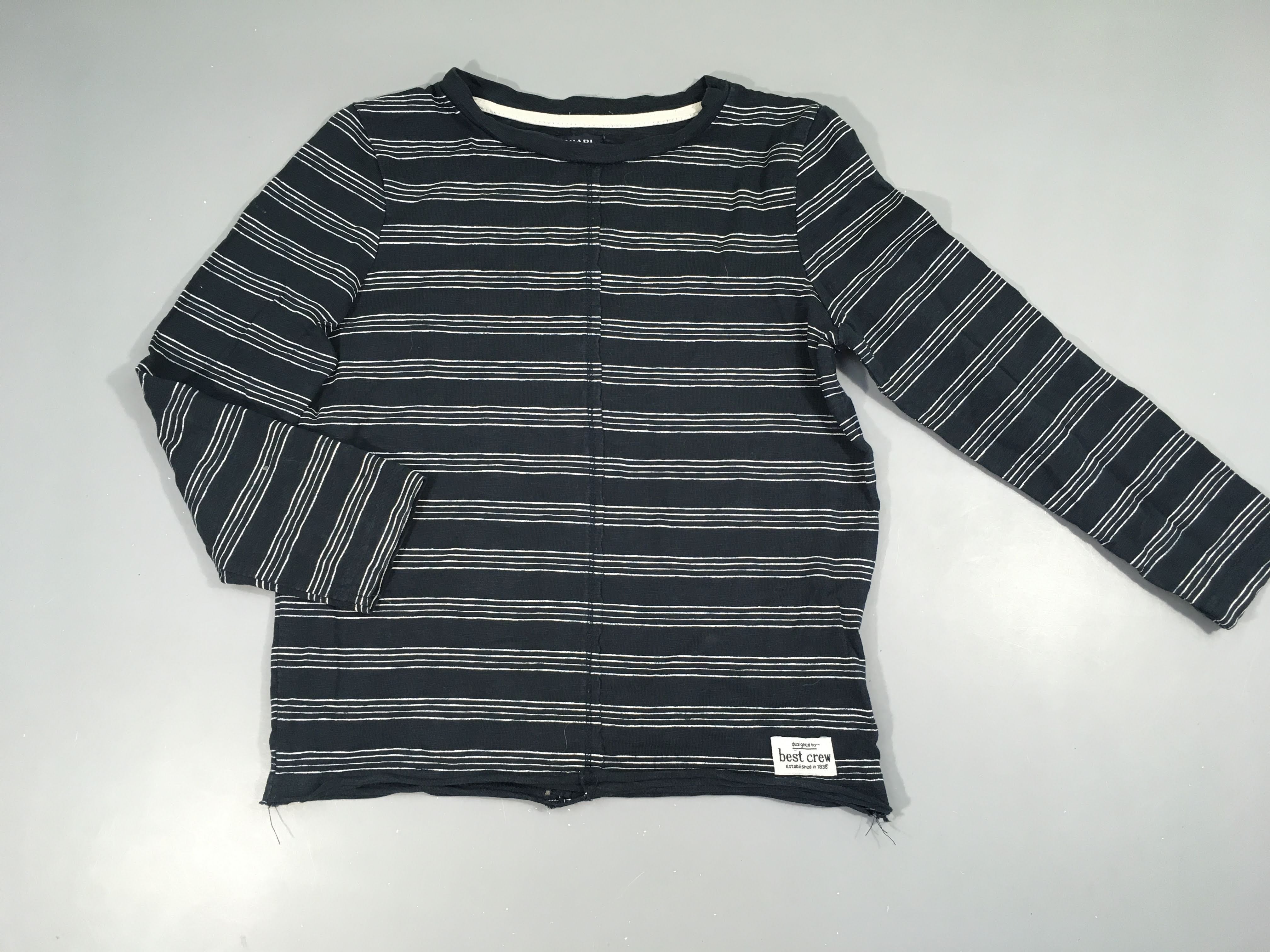 T-shirt m.l bleu foncé rayé blanc