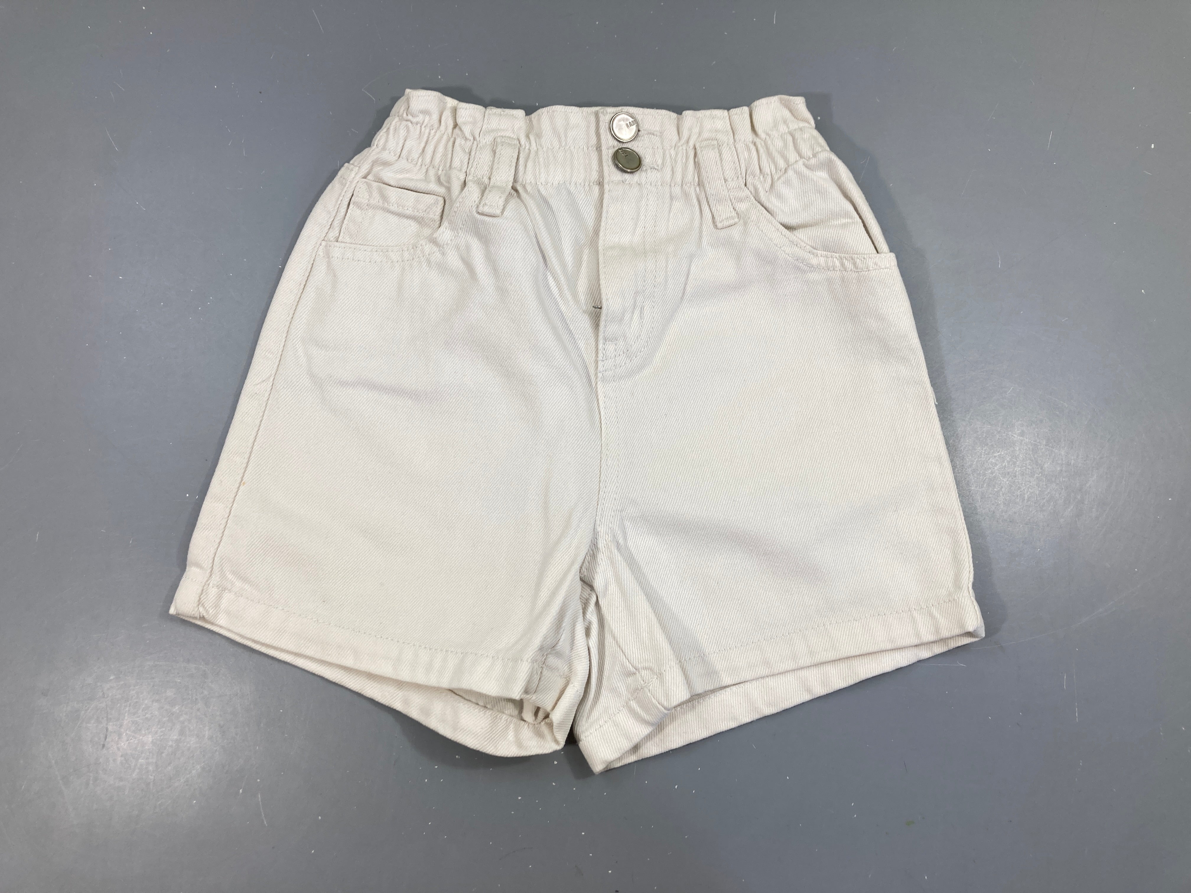 Short en jean beige taille élastique