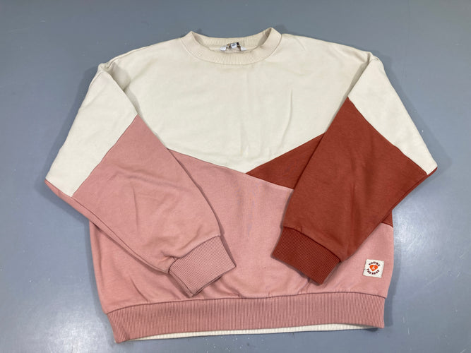 Sweat beige-rose-brique, moins cher chez Petit Kiwi