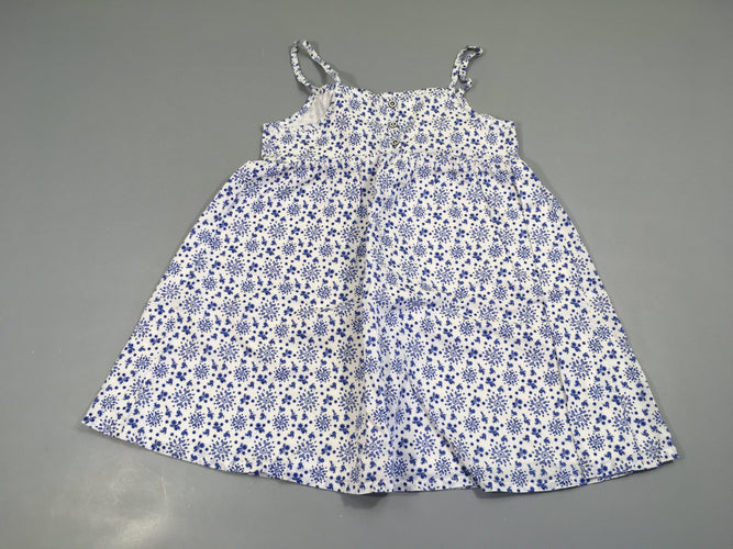Robe s.m blanc fleurs bleues, moins cher chez Petit Kiwi