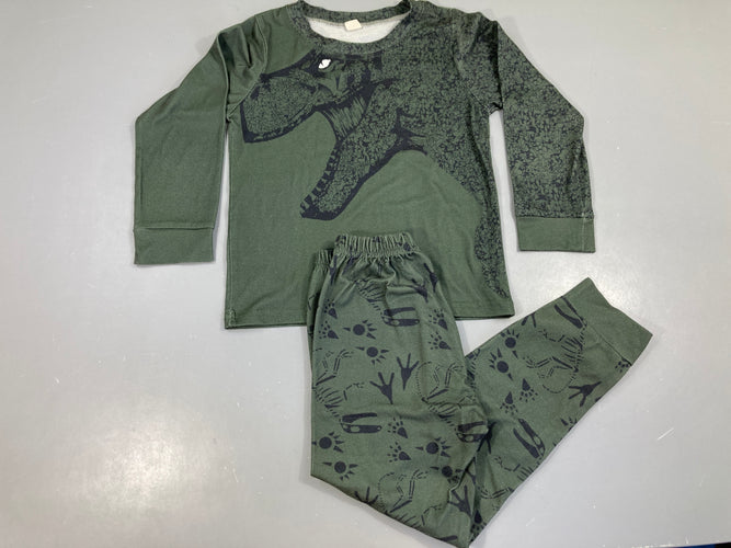 Pyjama 2pcs jersey m.l vert dinosaure, bouloché, moins cher chez Petit Kiwi