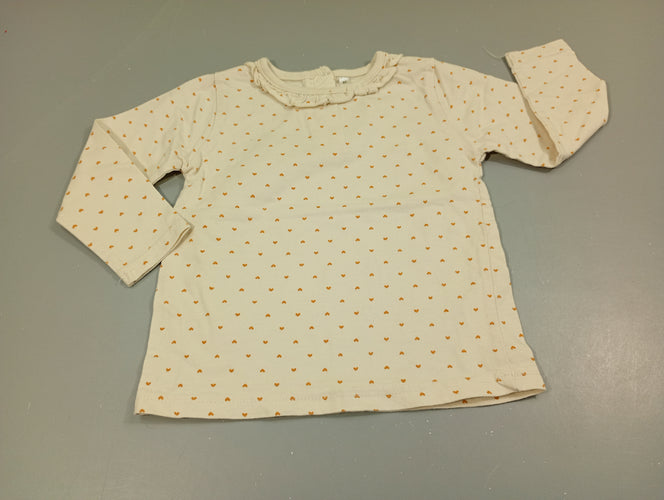 T-shirt m.l blanc , coeurs jaune, moins cher chez Petit Kiwi
