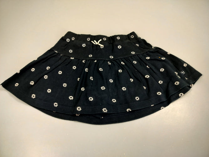 Jupe coton bleu marine à fleurs blanches, doublée, moins cher chez Petit Kiwi