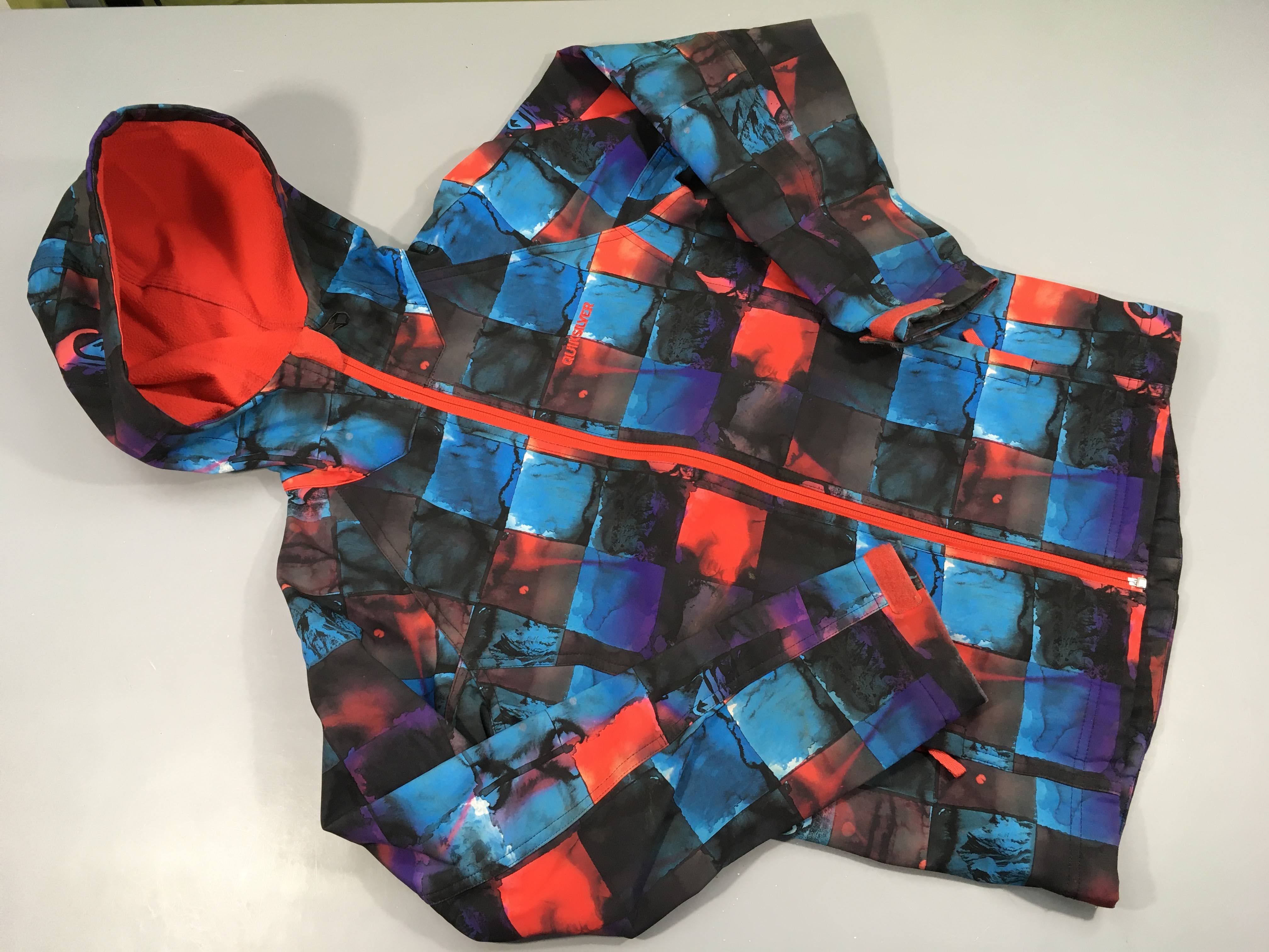 Veste de ski zippée à capuche  Quiksilver à motifs bleu, rouge