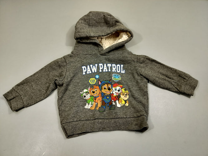 Sweat à capuche gris flammé Pat Patrouille,intérieur doux et chaud, moins cher chez Petit Kiwi