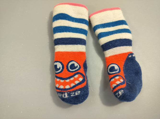 Chaussettes épaisses  orange, bleu, blanc monstre 19-22,, moins cher chez Petit Kiwi