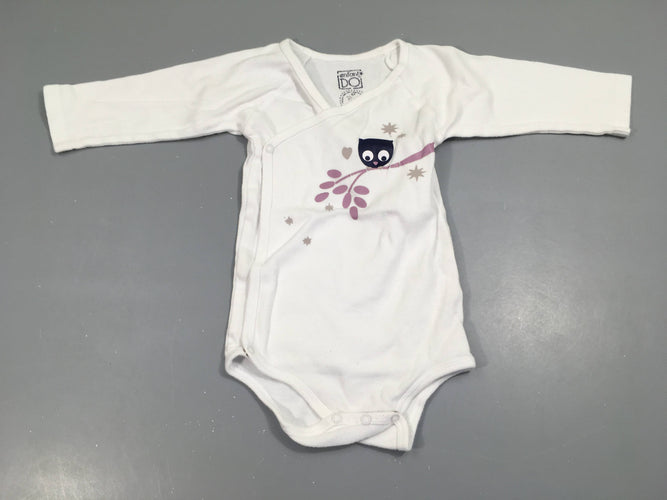 Body m.l blanc , hibou, moins cher chez Petit Kiwi
