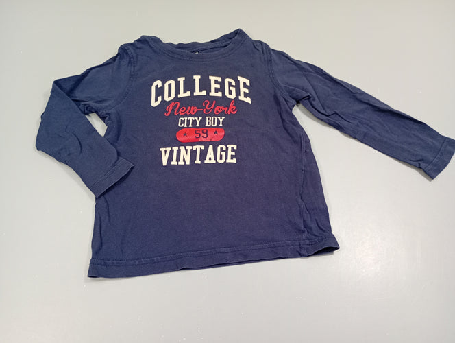 T-shirt m.l bleu marine " College New-York...", moins cher chez Petit Kiwi