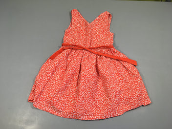 Robe s.m orange fleurie + ceinture textile