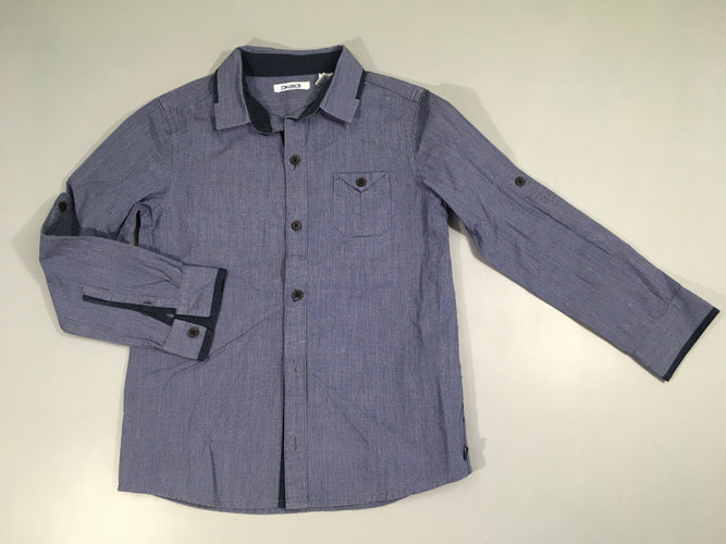 Chemise m.l bleu chiné poche, moins cher chez Petit Kiwi