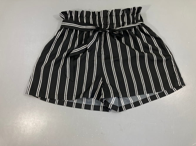 Short noir ligné blanc ceinture, moins cher chez Petit Kiwi