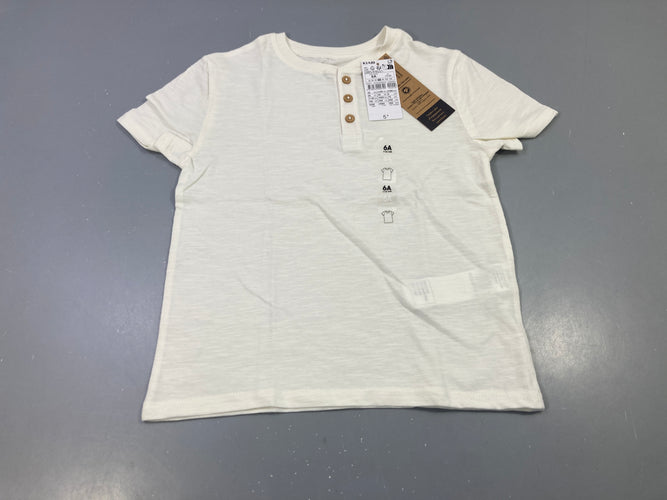 NEUF T-shirt m.c écru boutonné col, moins cher chez Petit Kiwi