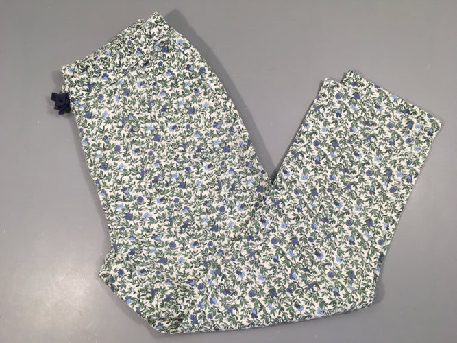Pantalon coton blanc fleurs, moins cher chez Petit Kiwi