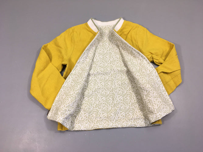 Sweat zippé réversible jaune/blanc feuillage, moins cher chez Petit Kiwi