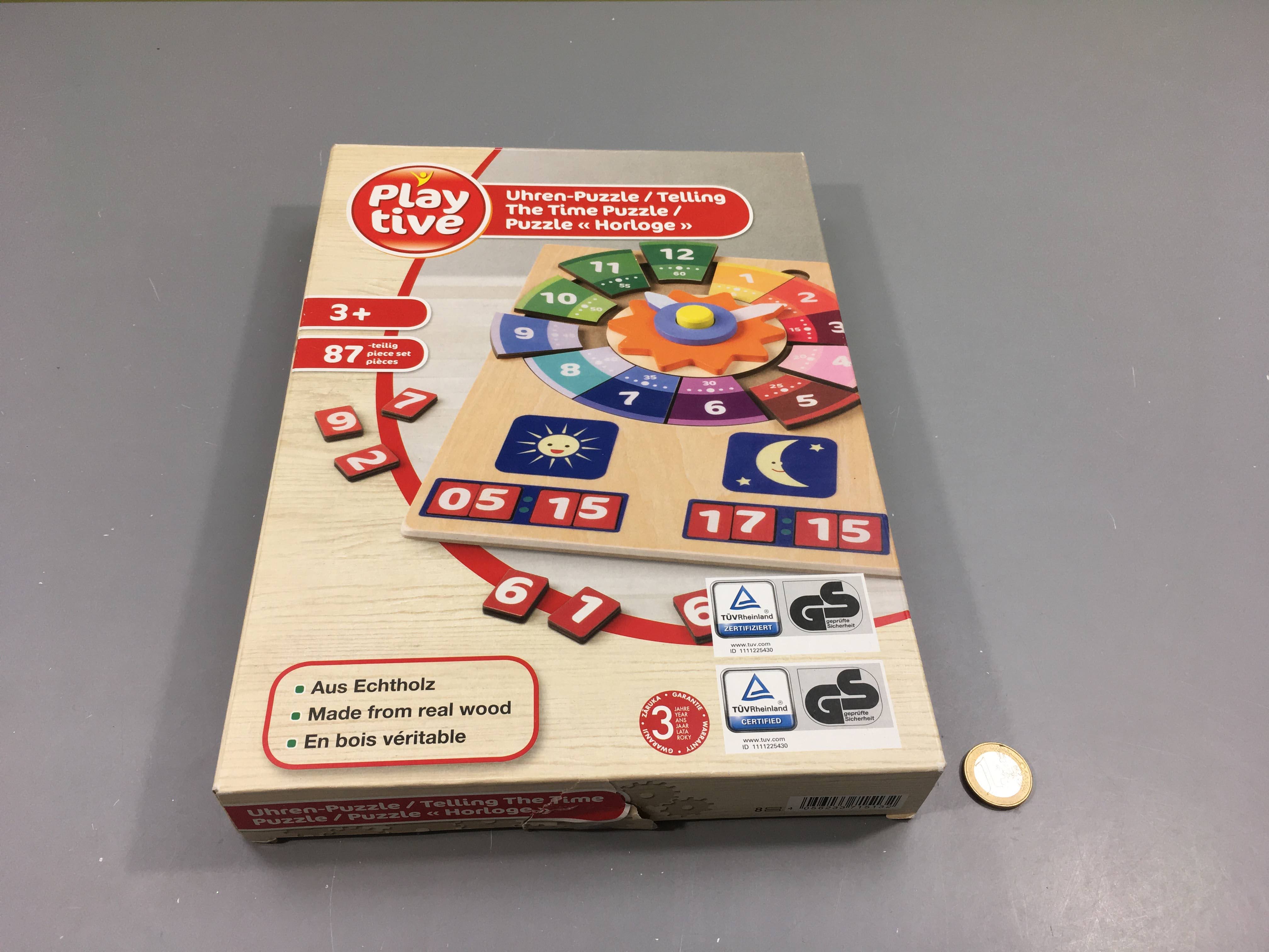 Puzzle horloge en bois Playtive, manque 2pcs mais n'empêche pas le jeu