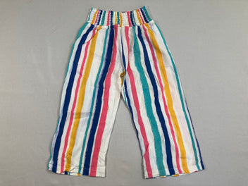 Pantalon fluide blanc ligné couleur