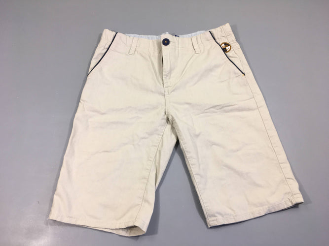 Bermud chino beige Slim liseré bleu, moins cher chez Petit Kiwi