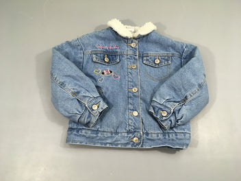 Veste en jean doublée Teddy Selfies Minnie au dos