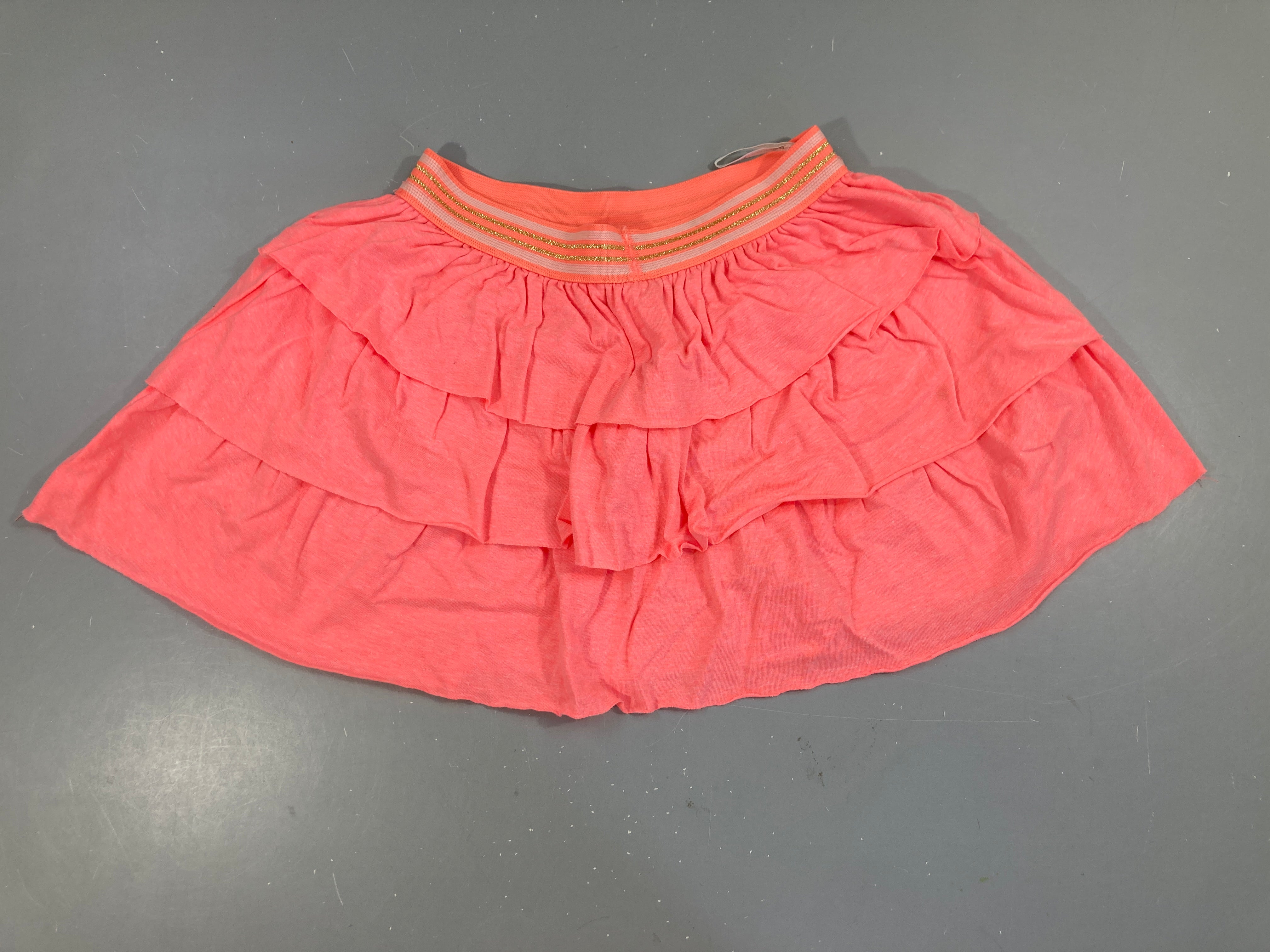 Jupe doublée jersey jersey à volants rose flash