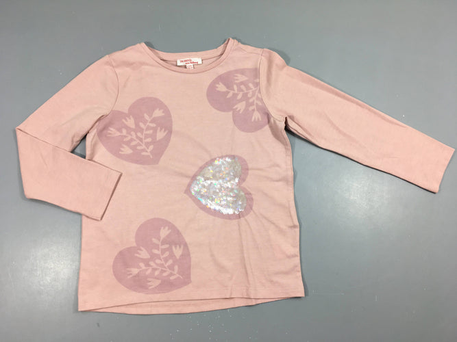 T-shirt m.l rose coeurs sequins, moins cher chez Petit Kiwi