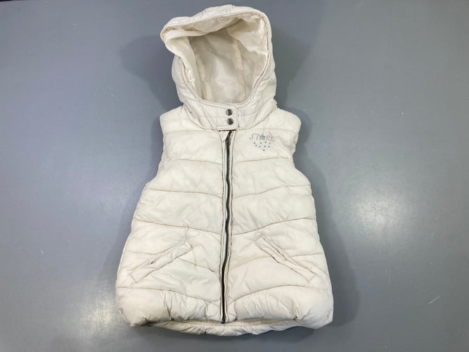 Bodywarmer s.m écru capuche zippé STARS, moins cher chez Petit Kiwi