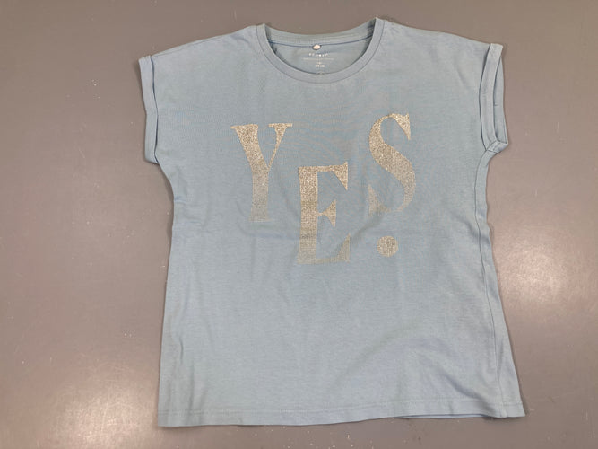 T-shirt m.c à revers bleu clair YES, moins cher chez Petit Kiwi