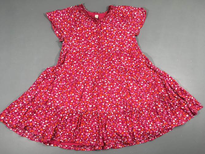 Robe m.c rose coeurs boutons, moins cher chez Petit Kiwi