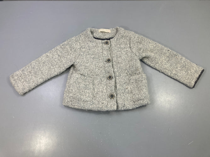 Gilet-veste 20% laine grise chinée boutonnée, moins cher chez Petit Kiwi
