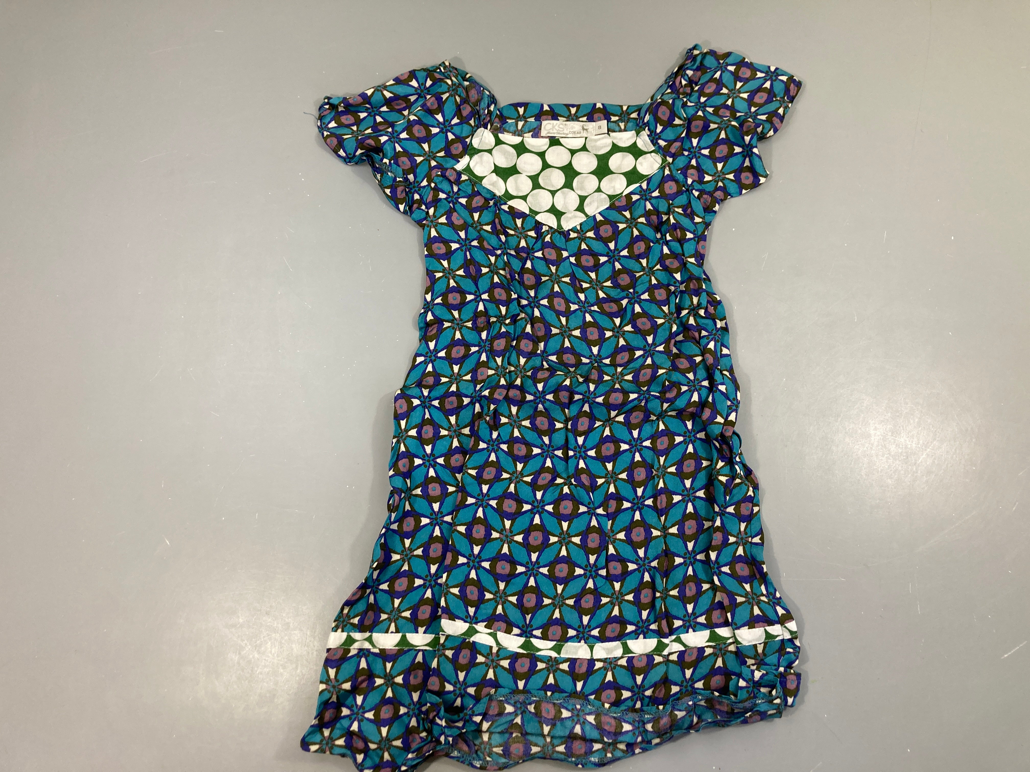 Robe m.c bleue motifs kaléidoscope