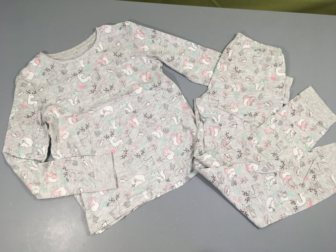 Pyjama 2pcs jersey gris flammé animaux foret, moins cher chez Petit Kiwi