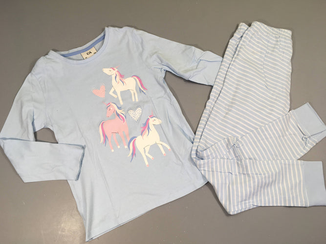 Pyjama 2pcs jersey bleu licorne, moins cher chez Petit Kiwi