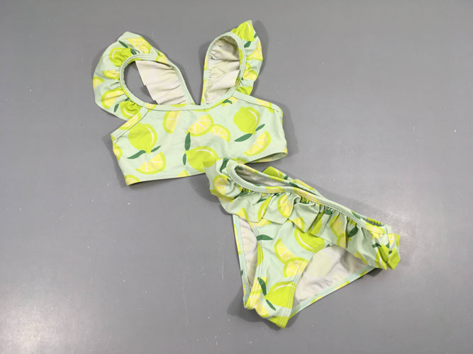 Bikini bleu clair citrons volants (taille estimée 7-8a), moins cher chez Petit Kiwi