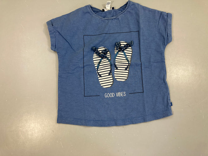 T-shirt m.c bleu flammé tongs noeuds, moins cher chez Petit Kiwi