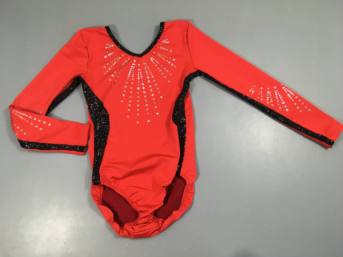 Maillot de gym/danse rouge-noir sequins, moins cher chez Petit Kiwi